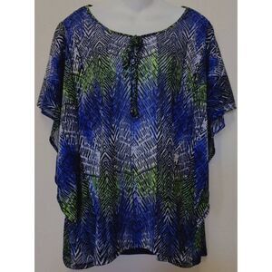 IZOD Top Women XLarge Colorful Sheer Batwing Swim Cover or overlay (R)